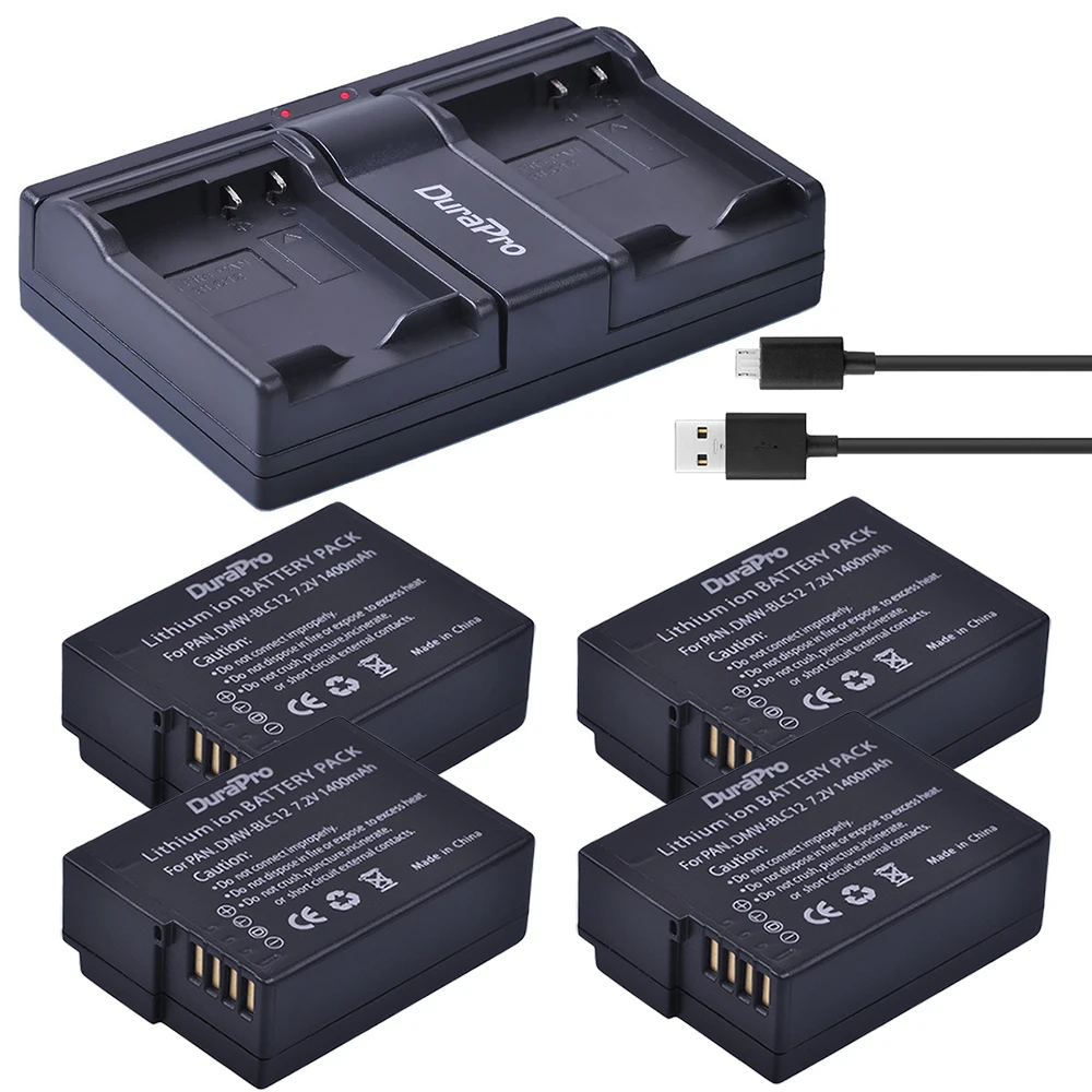 

4pcs DMW-BLC12,BLC12E,BLC12PP,BLC12 Battery + Dual Charger+USB Cable for Panasonic Lumix FZ1000,FZ200,FZ300,G5,G6,G7,GH2,DMC-GX8