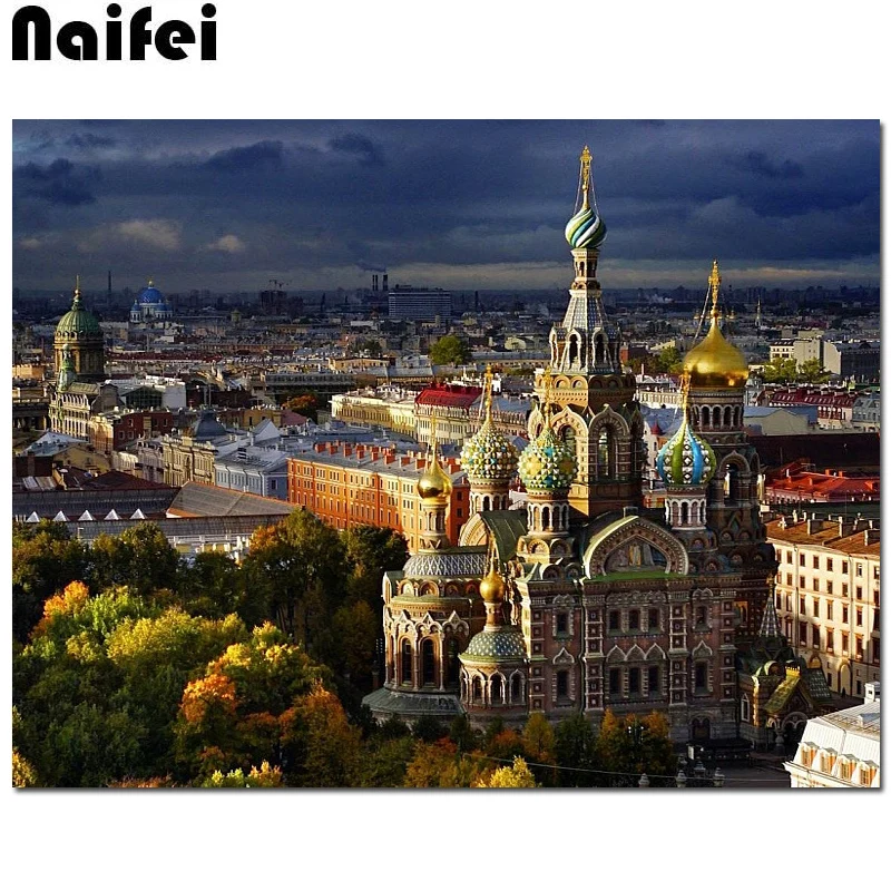

Diamond Mosaic Sale Rhinestones Pictures Diamond Embroidery Diamond Painting Full round Drill Church of the Savior on Blood