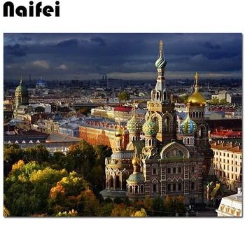 

Diamond Mosaic Sale Rhinestones Pictures Diamond Embroidery Diamond Painting Full round Drill Church of the Savior on Blood