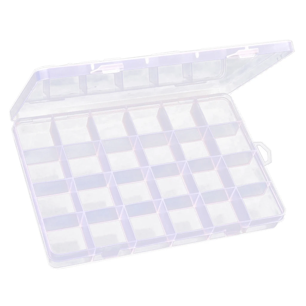 Transparent Jewelry Storage Box Bead Nail Art Tools Organizer Case 24 Grids