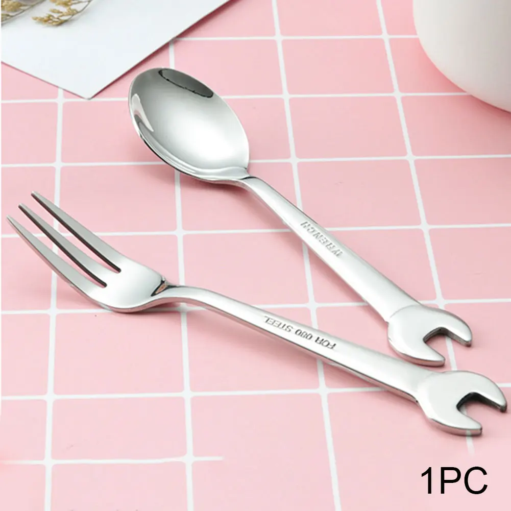Фруктовые вилки инструменты кофейная посуда детская кухонная посуда портативная десертная ложка в форме гаечного ключа из нержавеющей стали