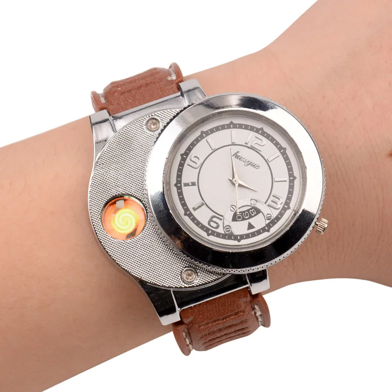 Newest Gifts Casual Watches Quartz Watch with USB Electronic Rechargeable Windproof Flameless Cigarette Lighter WL005WQ 29 Z
