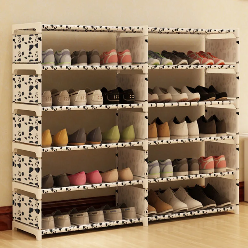 

Double Row Six Layer Simple Shoe Cabinet DIY Books Toys Storage Shelf Multi-purpose Organizer Locker Space Saver Shoes Furniture