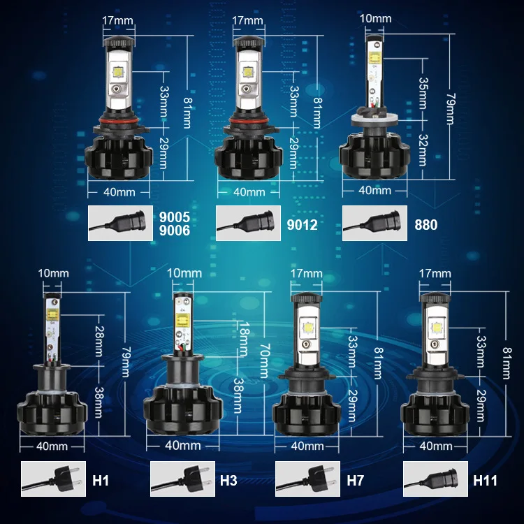 JGAUT V18 комплект Автомобильных СВЕТОДИОДНЫХ Фар H4 H13 9007 Hi/Lo H7 H11 9005 9006 H1 H3 XHP70 чип
