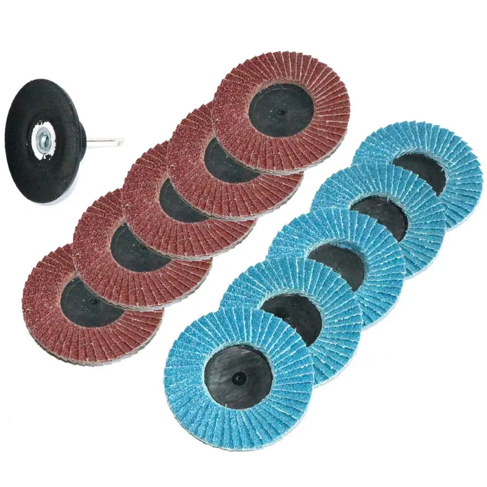 

10pcs 2 Inch 3" Inch Roll Lock Quick Change Flap Disc Roloc Sanding Pad For Surface Polishing 75mm R Type w/Mandrel 1/4"