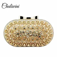 Новинка, Chaliwini, модный стиль, цветок павлина, сумочка с узором, Сумка с металлическим сапфиром, клатчи с золотыми бриллиантами, вечерние сумки