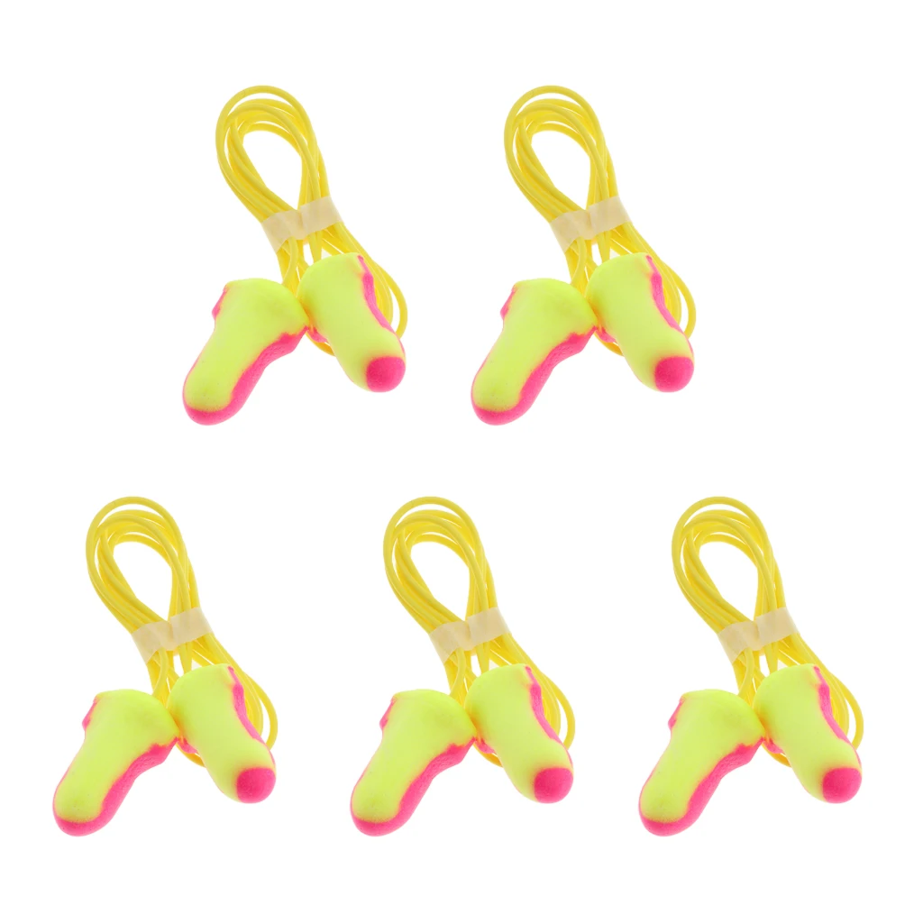 

5 Pairs Foam Earplugs With Cord For Snoring Concert Sleeping Cancelling Noise for Men Women