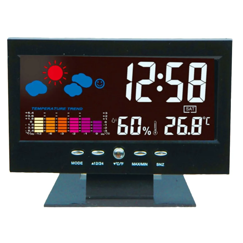 Цифровой гигрометр температуры часы термометр гигрометрический Календарь Температура сигнализация трендовый уровень Удобная метеостанция