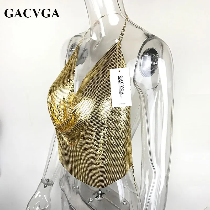 Женский короткий топ с блестками GACVGA летний Укороченный бюстгальтер на