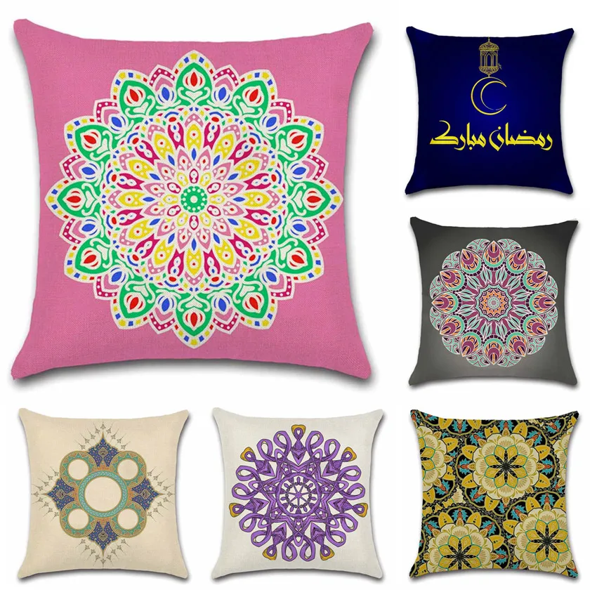 

Geometric flower Mandala datura Islam Cushion Cover Decoration Home house room sofa chair seat Throw pillow case friend gift