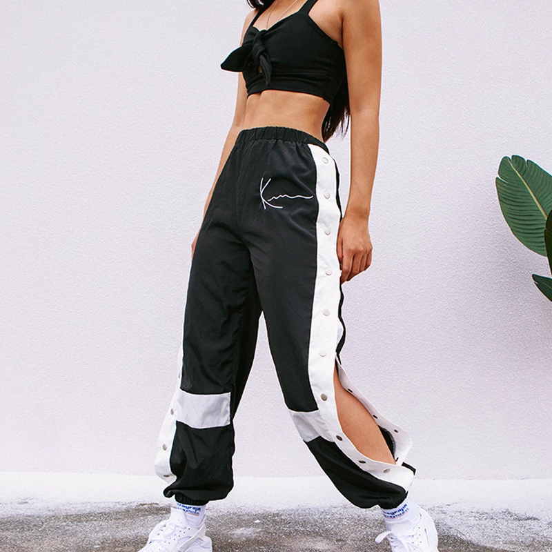 Pantalones de baile de Hip Hop para mujer, traje de baile de para mujer, negro VS blanco, pantalones de apertura ropa de baile callejero para DJ VDB208| | - AliExpress