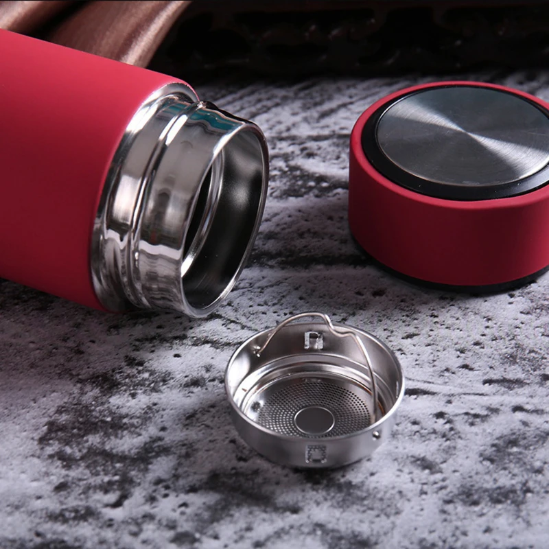 

500ML/17OZ Stainless Steel Leak-Proof Water Bottle with Strainer Vacuum Flasks Insulated Water Cups Keeps Your Drink Hot & Cold