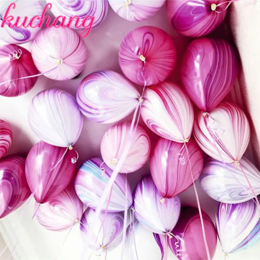 

20pcs / lot 12inch agate latex balloon helium air balloon wedding decoration birthday party balloon supplies rainbow printing