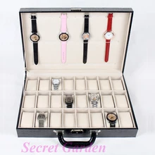 Ускоренная черные туфли высокого качества аллигатора кожзам часы Дисплей Box Дело Ювелирные Box для 36 шт