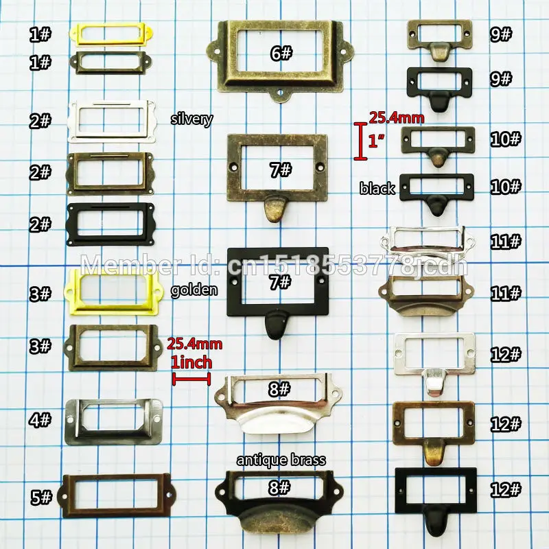 6/12 шт античная латунь золотистого или серебристого цвета черного ящика шкафа лаборатории двери этикетка лейбл, тянуть рамки Внутренняя дверные ручки чаши имя файла держатель для карт