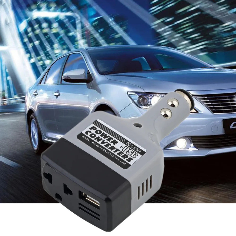 Новое поступление постоянного тока 12/24 в переменный ток 220 В/USB 6 в автомобильный инвертор адаптер мобильное автомобильное зарядное устройство конвертер с USB интерфейсом