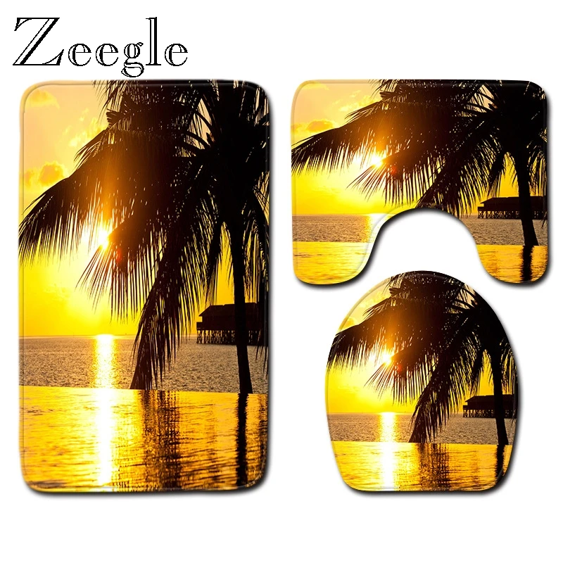 Пляжные коврики Zeegle с живописным принтом для ванной нескользящий коврик комнаты