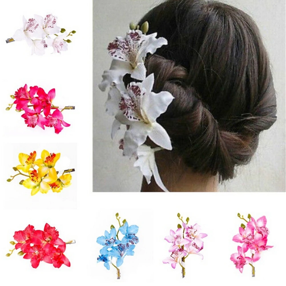 Bohemia Style Bridal Flower Orchid Leopard Hair Clip Beauty