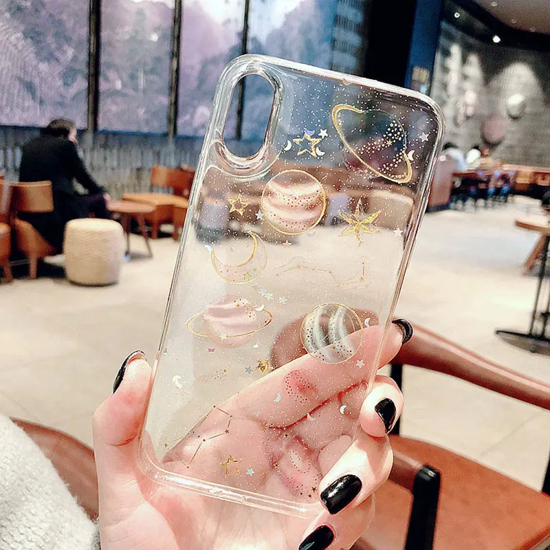 Блеск Capinha для iPhone 6 S 7 8 X 6s Plus Apple прозрачный силиконовый чехол TPU мягкие чехлы ipone