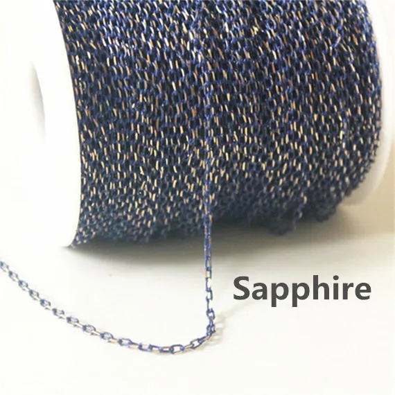 Блестящая тонкая овальная цепочка на латуни, 3 мм х 2 мм браслет ожерелье серьги цепь, 5 метров цепочка с кисточкой, Y28 - Цвет: sapphire