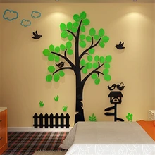 Tree House Acrylic Crystal 3D stereo wall stickers Home decor TV wall nursery children’s room decorative 3D sticker Decals Art
