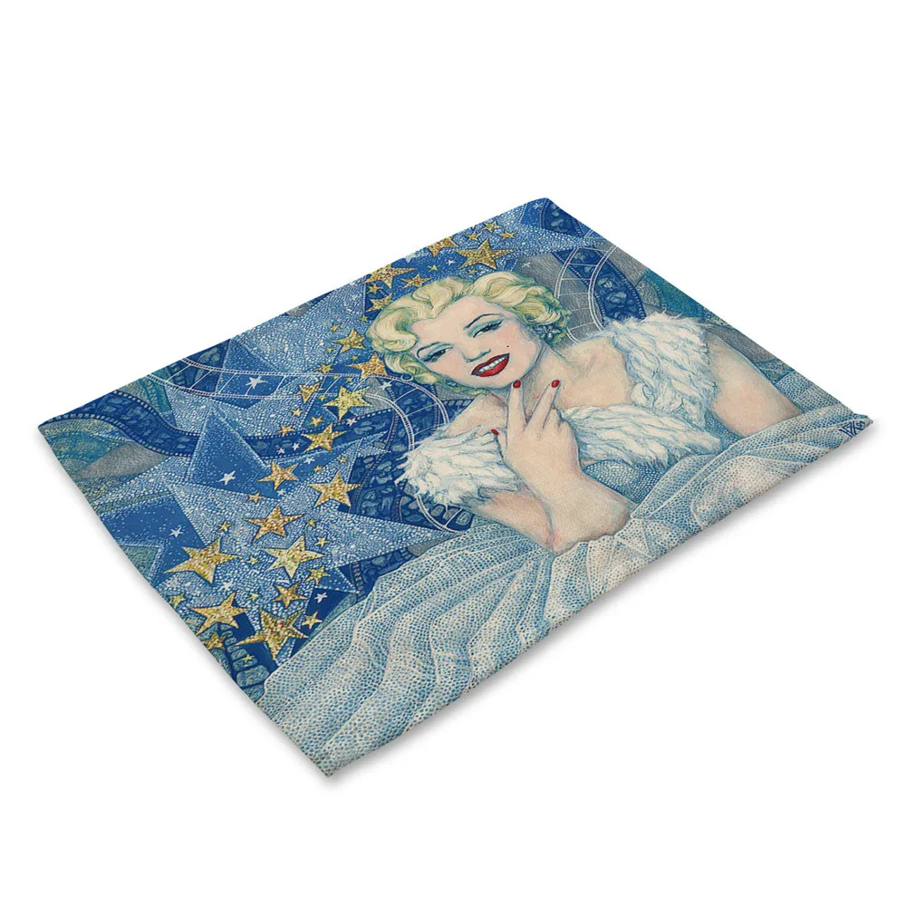 Celebrity Printed Linen Placemat Marilyn Monroe Table Mat Creative Audrey Hepburn Kitchen Dinner Table Mats Cup Coasters 42x32 Celebrity Printed Linen Placemat Marilyn Monroe Table Mat Creative Audrey Hepburn Kitchen Dinner Table Mats Cup Coasters 42x32