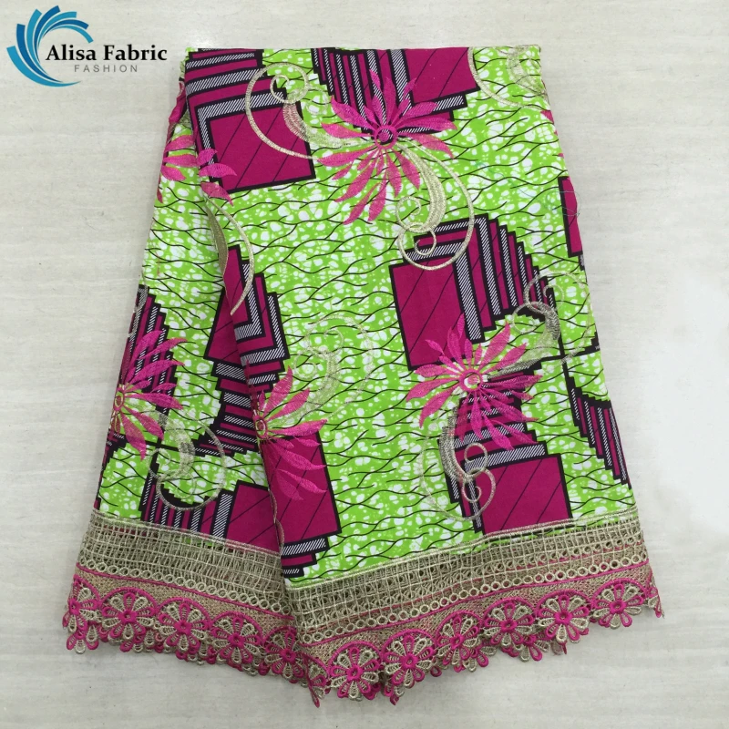 

New Arrive African Wax Lace Fabric Veritable Wax Hollandais With Lace High Quality Embroidery Hollandais Wax Lace For Sewing