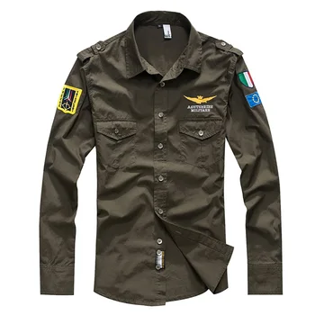 

New 4XL Military Mens Shirts Long Sleeve Fashion Embroider Cotton Uniform Pilot Shirt Men Fit Slim Overall Shirt Clothing BE121