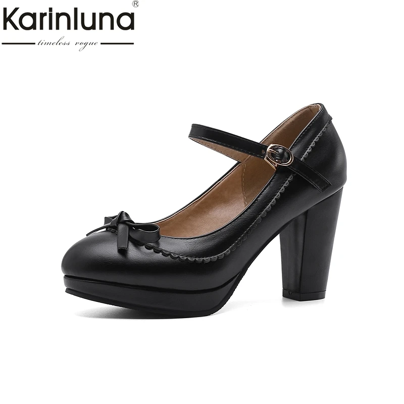 

Karinluna Sexy Chunky Heels 2019 Brand New Plus Size 43 Buckles women's Pumps Classics Mature women's Shoes