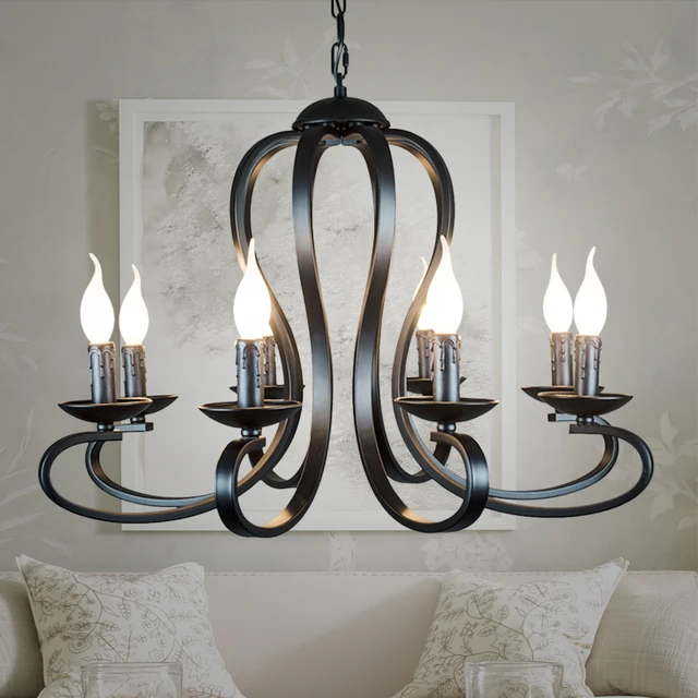 Lampadario moderno a candela in stile nordico americano Coutry lampade  infissi Vintage bianco/nero in ferro battuto illuminazione domestica E14 -  AliExpress