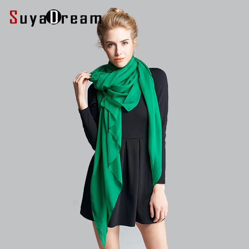 Шарф SuyaDream женский Шелковый 100% натуральный шелк жоржет длина 200 см x 140 |
