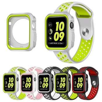 

Apple Watch Band With Protective Case Colorful Wrist Strap For Apple NIKE Watch iwatch 38mm 42mm Bracelet Series 3 Series 2 / 1
