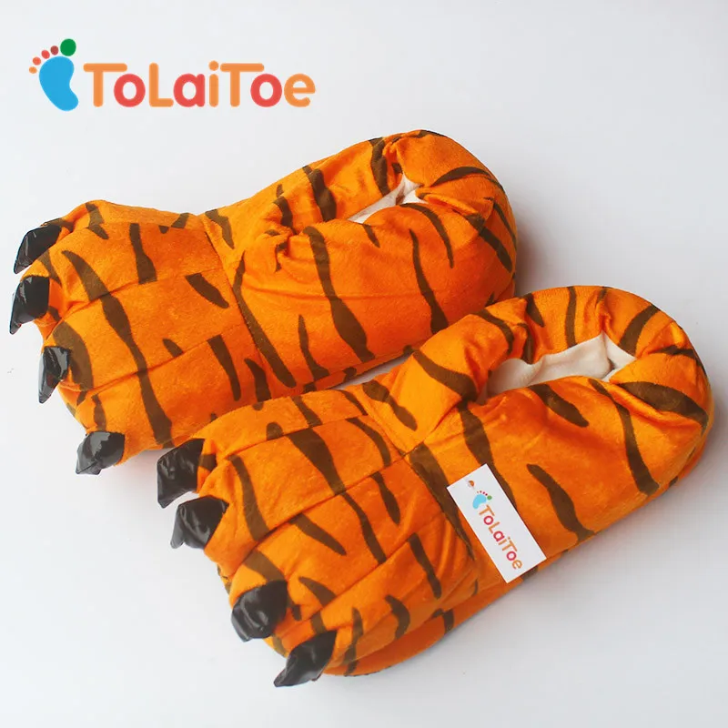 

ToLaiToe New Autumn/Winter super soft coral velvet Stitch dinosaur paw shoes Warmth explosion models thick plush cotton slippers