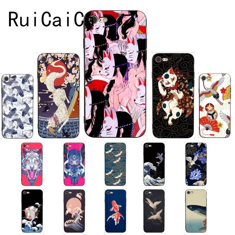 Ruicaica японский стиль аниме тисненый кран лиса Coque чехол для телефона iPhone 8 7 6 6S 6Plus 5