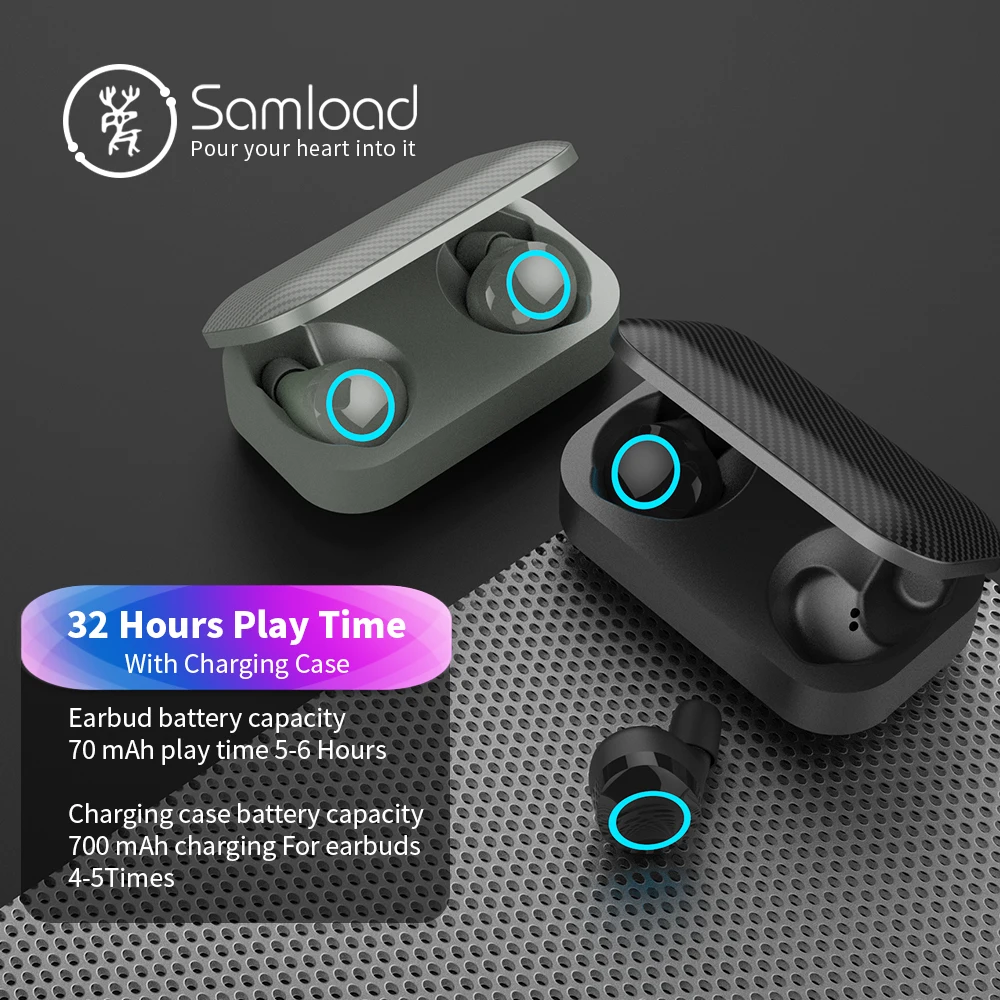 Samload, беспроводные наушники, бизнес стиль, Bluetooth 5,0, наушники, 3D стерео, в ухо, мини, вкладыши, водонепроницаемые, для samsung, huawei, iPhone X