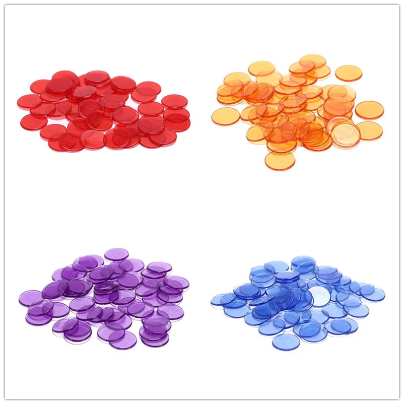 50pcs 5 Colors Transparent Counters Counting Bingo Chips Plastic Markers Bingo Supplies Poker Chips Aliexpress