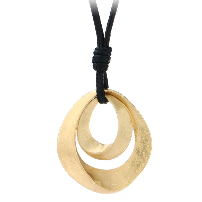New Simple Luxury Jewelry Black Leather Long font b Necklace b font Women Alloy Wire Drawing