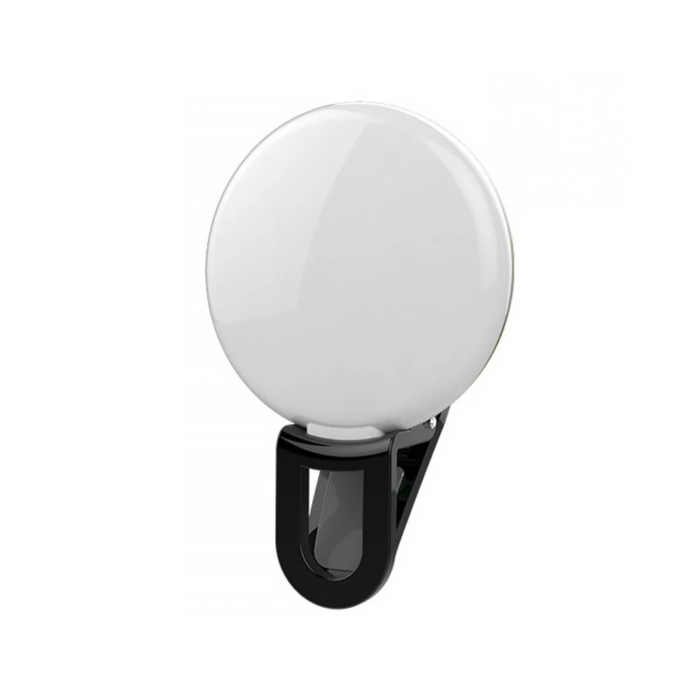 Портативный светодиодный светильник для селфи с креплением на клипсе для мобильного телефона, светильник для селфи, увеличивающий свет в ночное время, светильник с женским якорем, лампа с таймером для красоты - Цвет: Черный