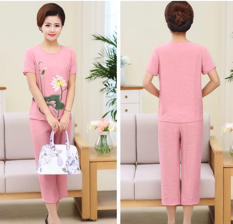 Плюс Размер XL-4XL женская ночная рубашка 2 шт топы брюки пижамные комплекты одежда для сна весна осень хлопок ночная рубашка одежда