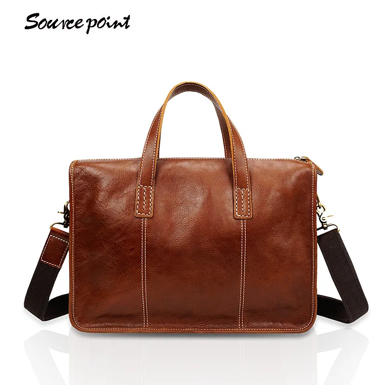

Men Vintage crazy horse cowhide leather Totes fashion large business Shoulder bag waterproof antitheft Messenger Bags