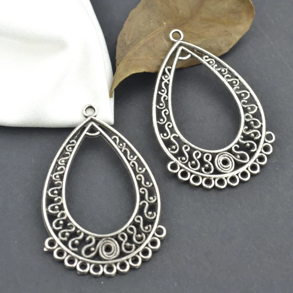 

10 Pcs 44*28 mm Antique Silver Tone Water drop connector Charms DIY Jewelry Making 2519