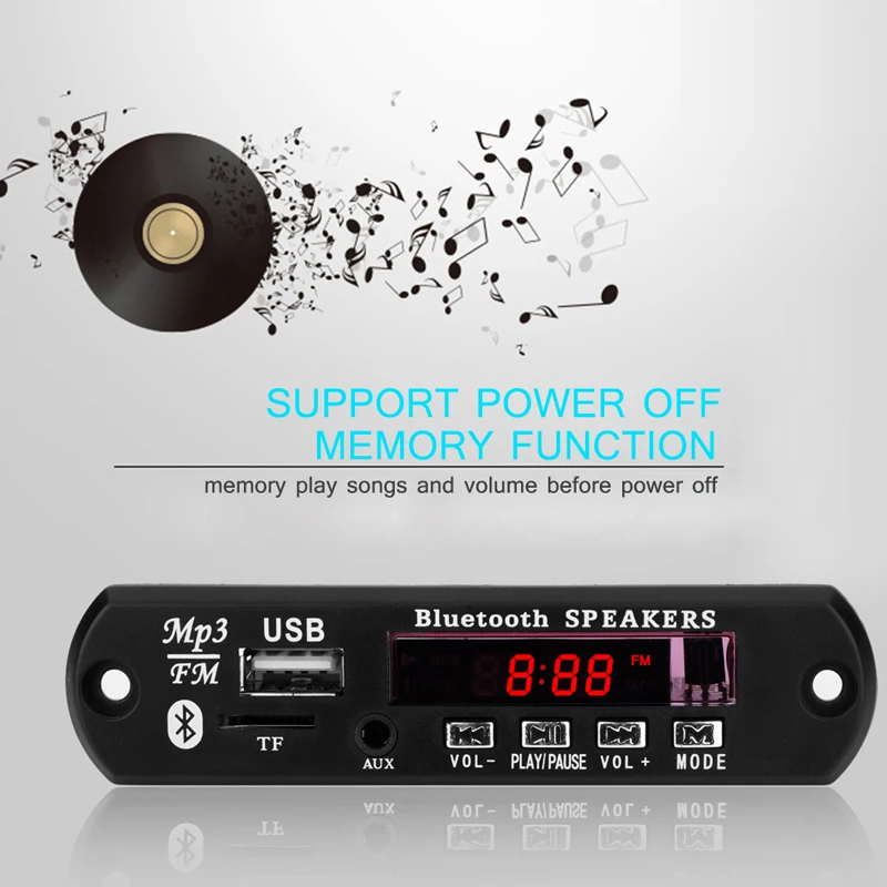 Onever draadloze bluetooth fm zender carkit speler 12 В mp3 wma декодер доска аудио модуль usb tf авто
