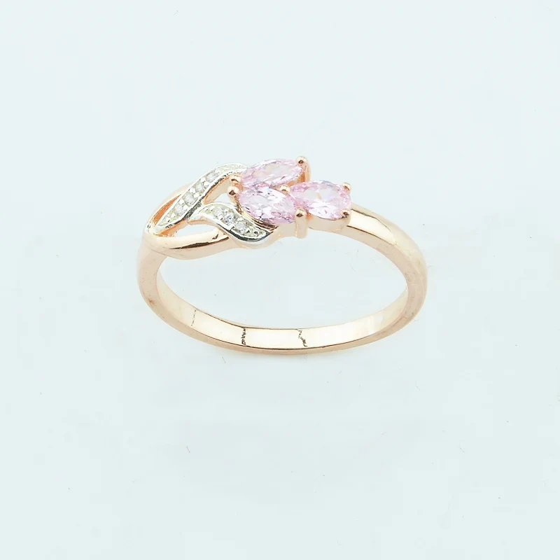 FJ 6 мм белый красный розовый белый камень кубический циркон Свадебные кольца в форме цветов для женщин 585 цвет розового золота модные кольца