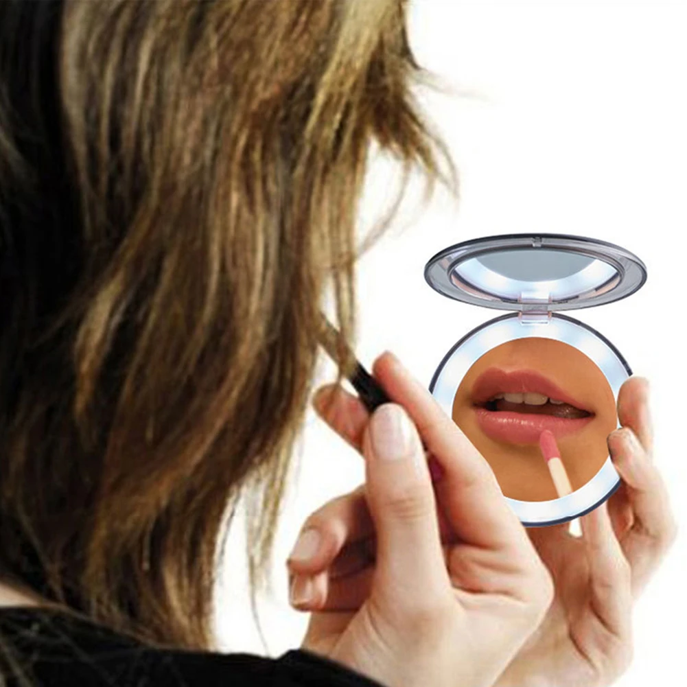 Многофункциональный светодиодный светильник мини-зеркало для макияжа 3 раза увеличительное стекло Портативный индукционный светильник ing зеркало для макияжа для путешествий