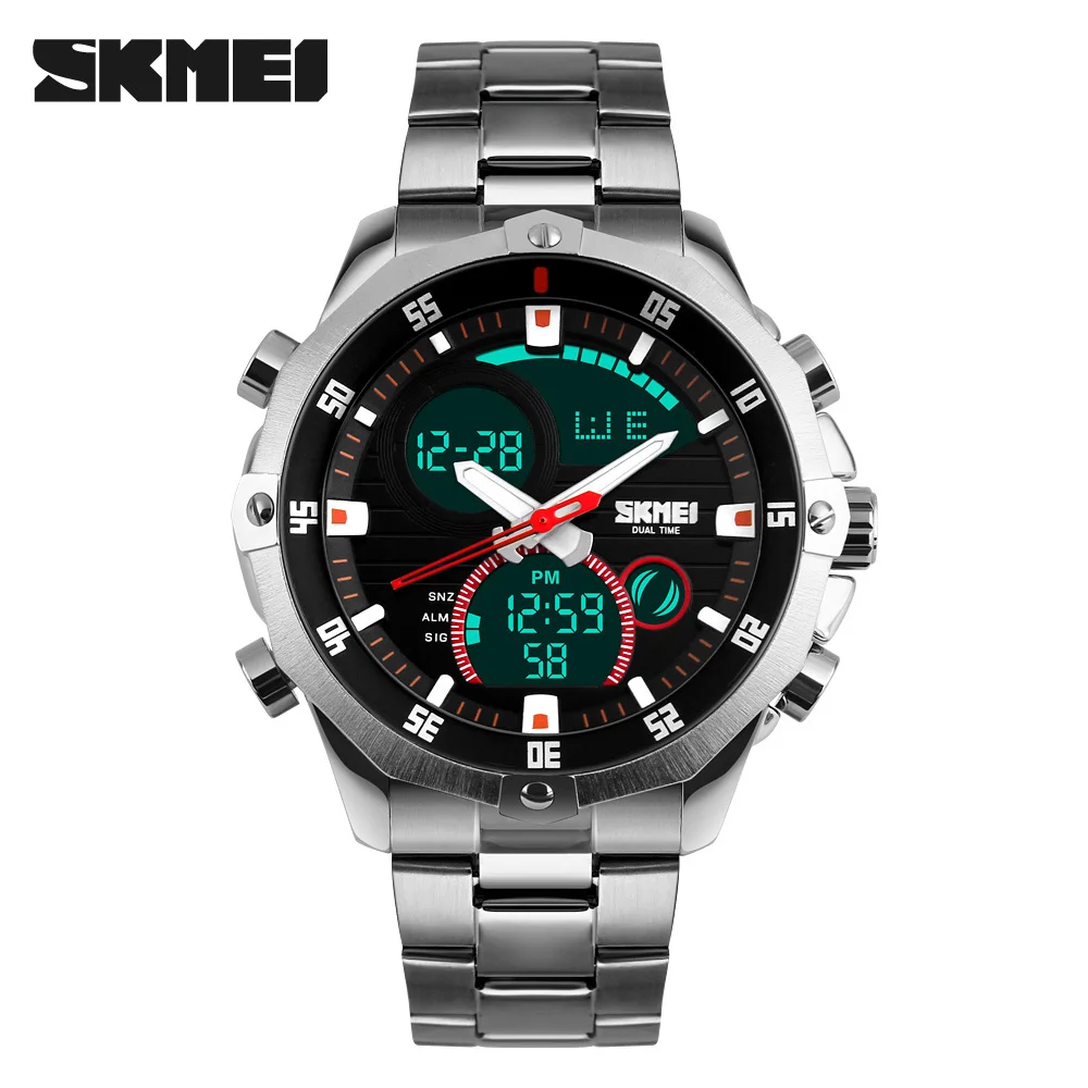 

SKMEI Digital Watch Men Practical Analog-Digital Dual Time Man Watch 3ATM Waterproof Chronograph Date Alarm 2 Time Zone Watches