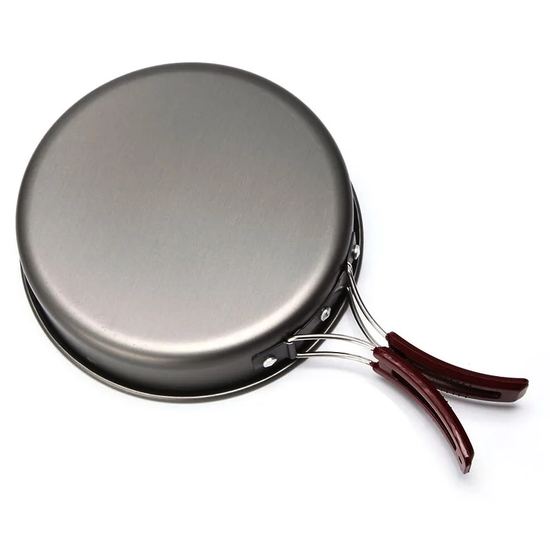 1.1L Camping Pan portátil al aire libre de utensilios de cocina de aluminio antiadherente Pan cocina sartén Camping Picnic senderismo utensilios con bolsa