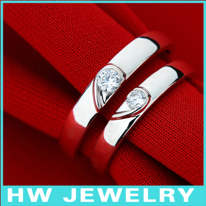 

double heart wedding rings, sterling silver jewelry rings