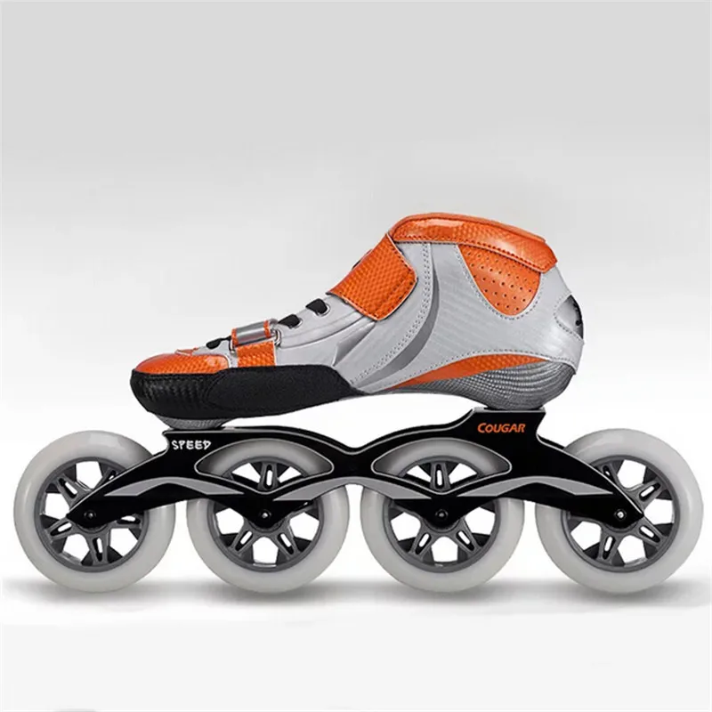 Japy تزلج الأصلي كوغار SR1 حذاء تزلج بعجلات سرعة الألياف الزجاجية الكبار الطفل طفل الأسطوانة أحذية التزلج 90/100 مللي متر سباق Patines
