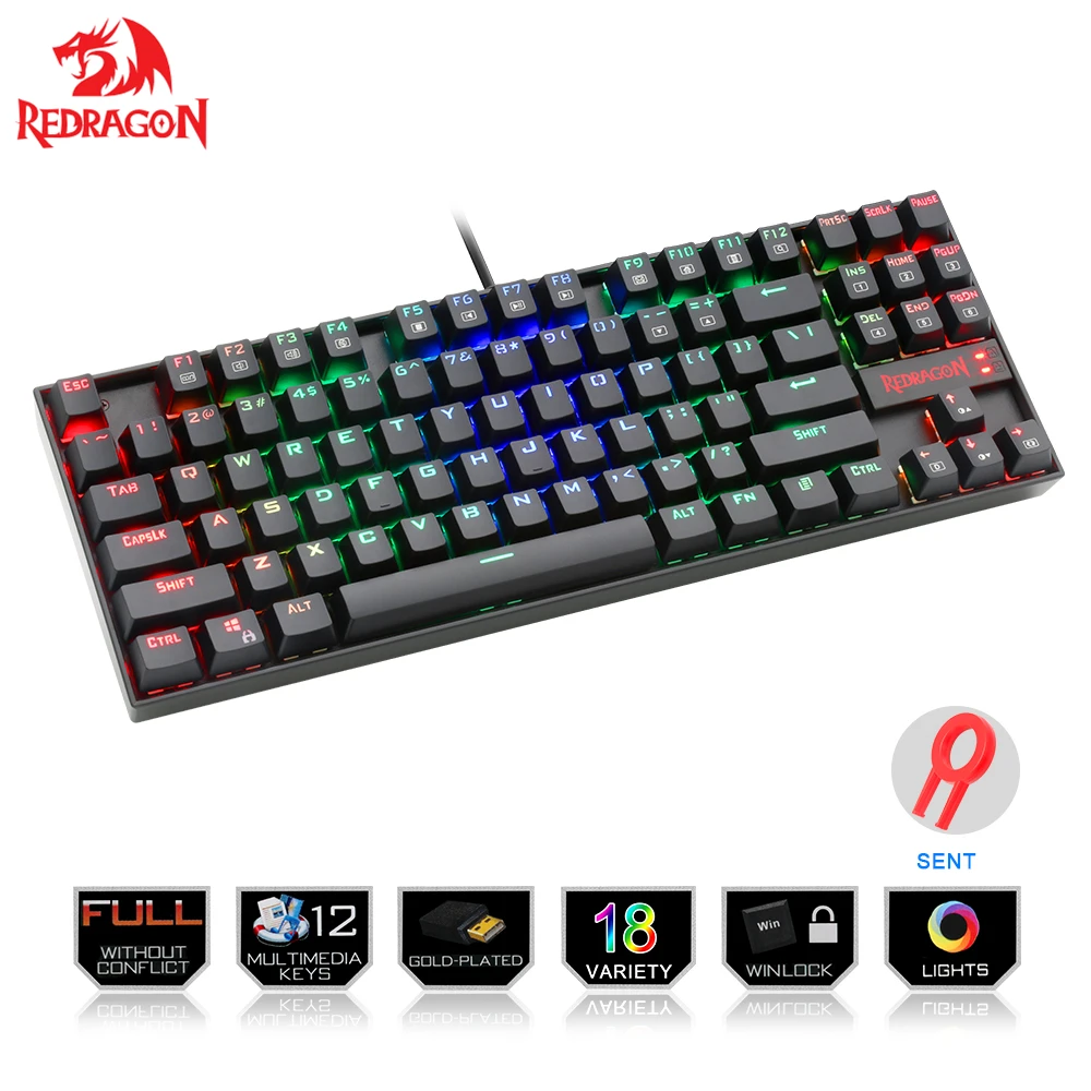  Redragon K552 Gaming Keyboard Mechanical 87 Key RGBLED Backlit Mechanical Computer illuminated Keyb