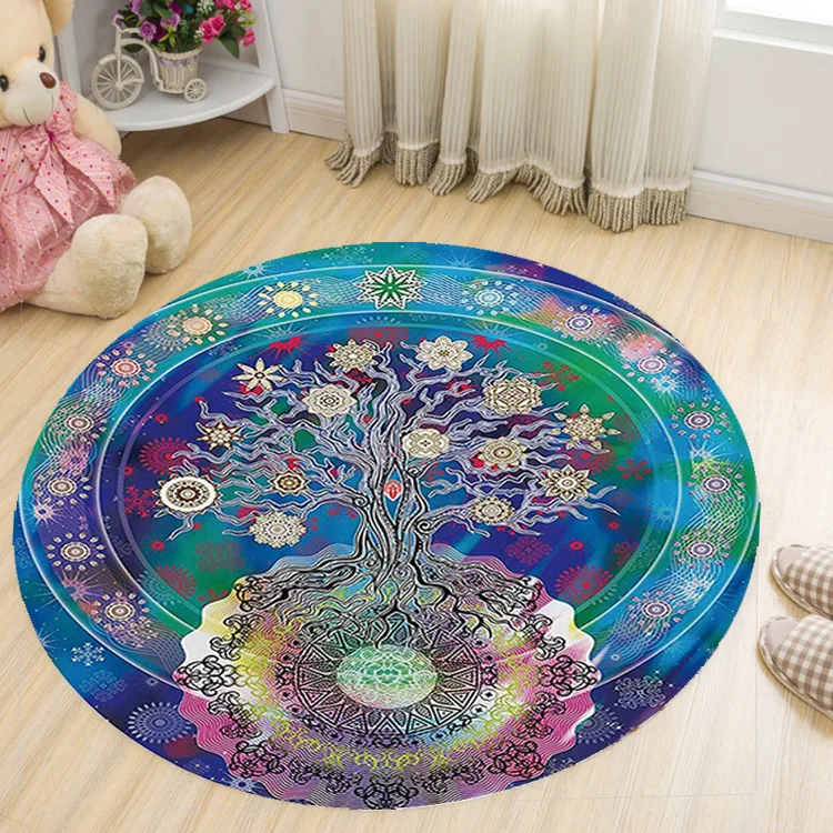  New Round Carpets World map Cat Printed Soft Anti-slip Rugs Computer Chair Floor Mats for Home Kids